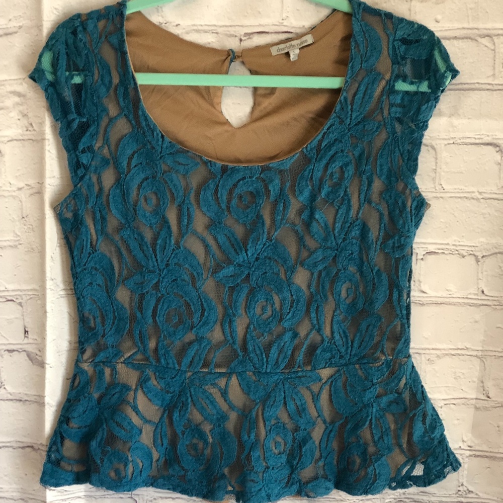 Charlotte Russe teal lace top